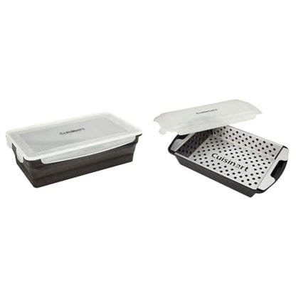 Cuisinart CMT-100 XL Collapsible Marinade Container, Black & CMT-200 Marinade Basket Set Grilling