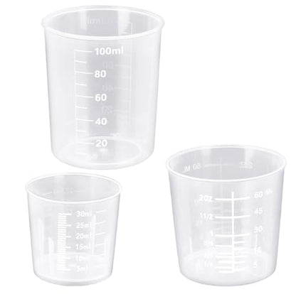 DTDNZKN 3 Pack Measuring Cup Set, Includes 1/2/3.4 OZ (30/40/100ml) | Plastic Liquid Measuring Cups- Baking, Cooking, Mixing & Measuring Cups