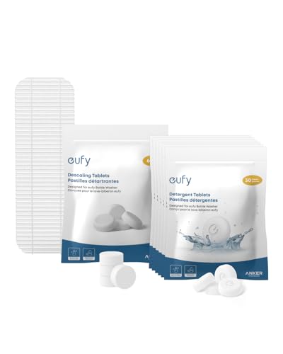 Cleaning Kit for eufy Bottle Washer, Cleaning Set with Detergent Tablets (180 Pcs), Descaling Tablets (6 Pcs), and Filter