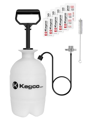 Kegco 1 Gallon Hand Pump Pressurized Kegerator Cleaning Kit w/No-Rinse Cleaner - color: 1 Gallon Cleaning Bottle