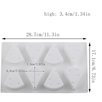 8 Cavity Cheese Shaped Silicone Chocolate Molds | For Candy Chocolate Cake Decoration
