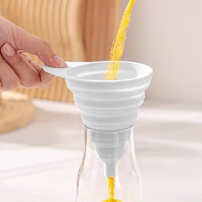 4-Pack Silicone Collapsible Funnel Set - Small & Large Foldable Kitchen Funnels for Liquid Transfer, Food-Grade & Easy to Store, Perfect for Filling Water Bottles & Jars