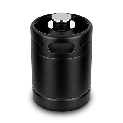 64OZ Mini Keg Growler, Stainless Steel Home Keg with No Scratch Matte Black Powder Coated to Keeping Fresh for Homebrew, Craft and Draft Beer