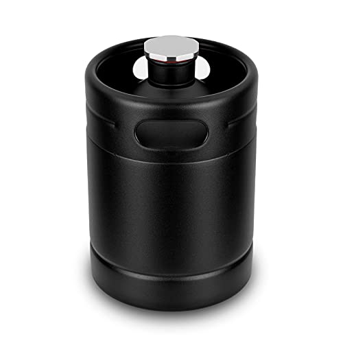 64OZ Mini Keg Growler, Stainless Steel Home Keg with No Scratch Matte Black Powder Coated to Keeping Fresh for Homebrew, Craft and Draft Beer