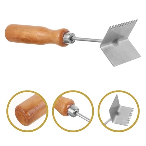 Professional Beekeeping Hive Cleaning Tool Stainless Steel Beehive Scraper Wooden Handle for Frames, Not Easy to Rust, for Beekeeping Hive Maintenance