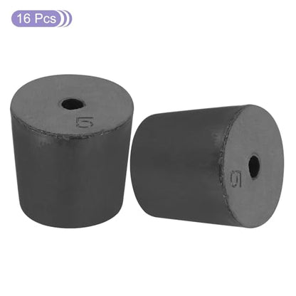 MECCANIXITY Rubber Tapered Plug 23mm to 26mm Solid Test Tubes Bungs Stopper with Hole Black for Lab Home 16 Pieces - size: 23mm-26mm