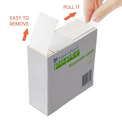 ESSENTIAL 500 Dissolvable Food Labels, 1 x 2 Inch Blank White for Food Storage, Containers, Mason Jars, Freezer(1 Roll - 500 Labels) - size: 1 Roll -500 Labels