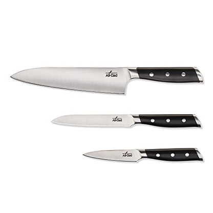 All-Clad Forged Steel Chefs Knife, Utility Knife, Paring Knife 3 Piece Kitchen Knife Set, Knife Block Set, Kitchen Knives, Black - color: Silver/Black, size: 3-Piece Knife Set