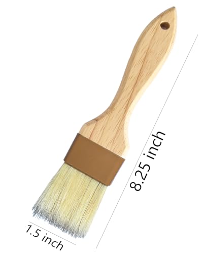 Pastry Basting Brush for Baking and Cooking - Natural Boar Bristle, Wood Handle, Food-Grade & Heat-Resistant, Non-Shedding, Ideal for Butter, Egg Wash, Oil, Sauce, Marinade, BBQ & Glazing - size: 1.5 inch