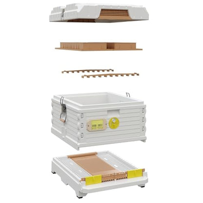 Apimaye Ergo Insulated 10 Frame Bee Hive Set [NO Frames Included] (Single Hive, White Body Yellow Entrance) - color: White Body Yellow Entrance