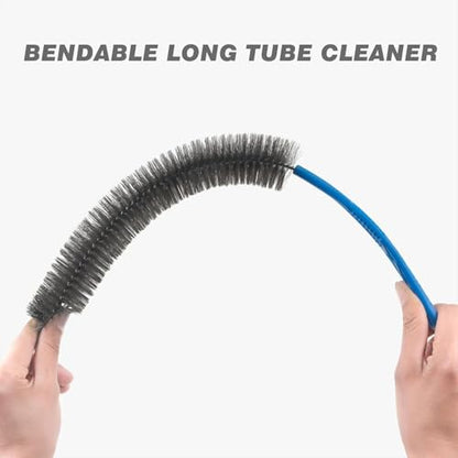 Cleaning Brush Set, 3-Piece, Blue Handles, Black Bristles, for Tubes, Bottles, and Narrow Spaces Clog Remove,Toilet, Sink, Sewer,Bathtub Hair Clogging Cleaning Tool