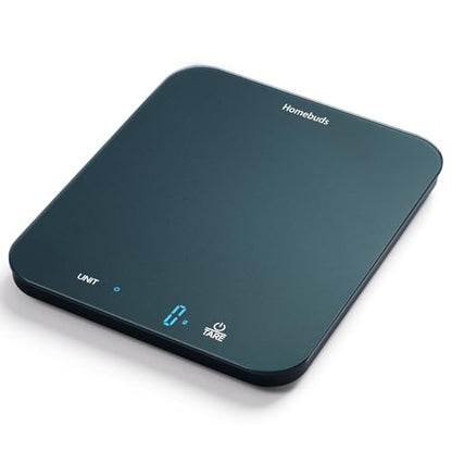 Homebuds Food Scale, 33lb/15kg Digital Kitchen Scale, Weight Grams and Ounces in 1g/0.1oz Precision for Baking and Cooking, LED Display, 3*AAA Batteries Included, Tempered Glass, Blue - color: Blue