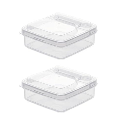2Pack Sliced Cheese Container for Fridge, Flip Lid Clear Butter Block Cheese Slice Storage Box, Keeps Cheeses Fresh Longer and Delicious, Refrigerator Organizer for Food Grated Cheese-Singles - size: M-2PCS