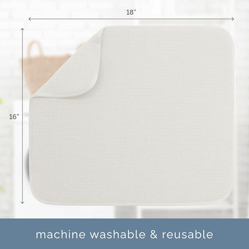 S&T INC. Dish Drying Mat, 16” x 18”, Absorbent Microfiber Kitchen Counter Mat, Dish Drying Pad for Dishes, Utensils, Pots and Pans, Large, Cream - size: 16" x 18"