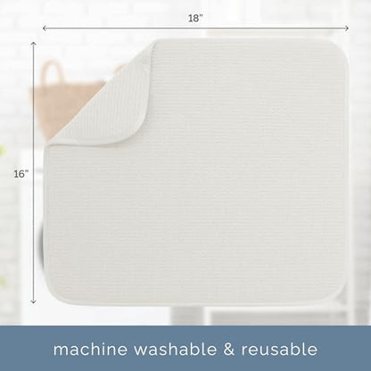 S&T INC. Dish Drying Mat, 16” x 18”, Absorbent Microfiber Kitchen Counter Mat, Dish Drying Pad for Dishes, Utensils, Pots and Pans, Large, Cream - size: 16" x 18"