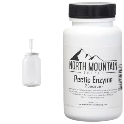 FastRack Wide Mouth 1 Gallon Glass Jar Bundle with Lid, Airlock, and 2 Ounce Pectic Enzyme
