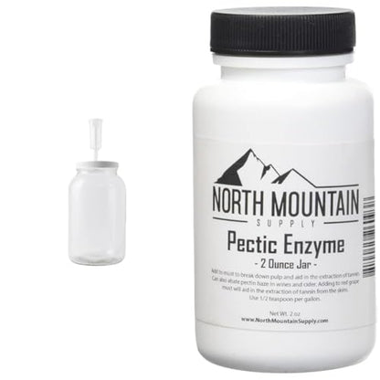 FastRack Wide Mouth 1 Gallon Glass Jar Bundle with Lid, Airlock, and 2 Ounce Pectic Enzyme