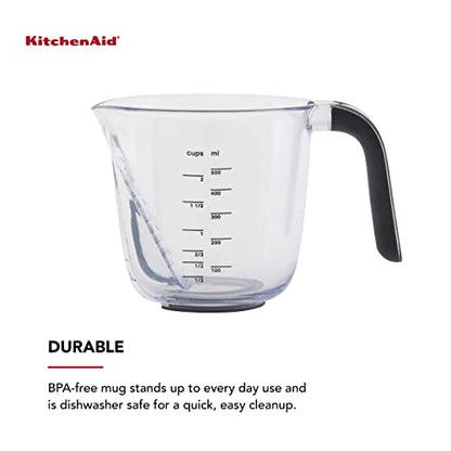 KitchenAid Universal Easy View Angled Measuring Cup, Medium, Clear with Black Handle - color: Black, size: Medium, style: Angled