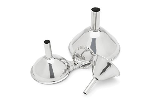 Fox Run Metal Kitchen Funnel Set, 3", 2", and 1.5" Stainless Steel Funnels - size: 3", 2", and 1.5" Set