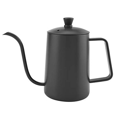 ZJchao Stainless Steel Coffee Kettle Gooseneck Spout Teapot with Thermometer 600ml Large Capacity Precision Pouring Coating for Coffee Brewing Enthusiasts Black Pink Green (Black) - color: Black