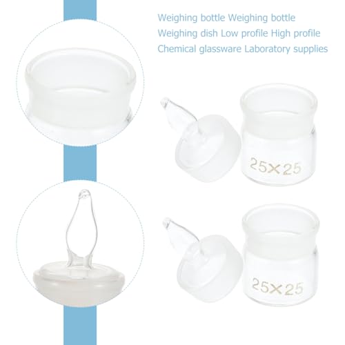 GARVALON 5pcs Glass Weighing Bottles Lids Laboratory Weighing Holders for Experiments Chemical Glassware for Home Classroom and Research Use - size: 5.00X2.50X2.50CM