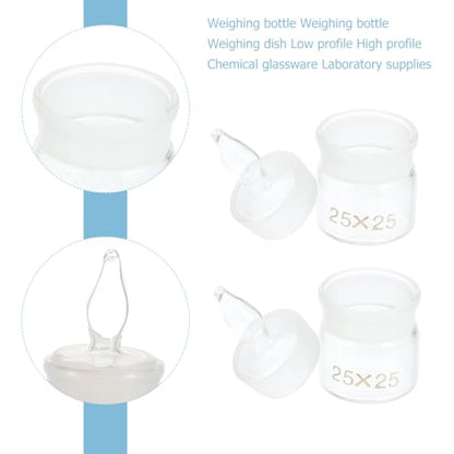 GARVALON 5pcs Glass Weighing Bottles Lids Laboratory Weighing Holders for Experiments Chemical Glassware for Home Classroom and Research Use - size: 5.00X2.50X2.50CM