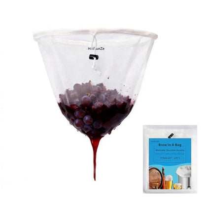 Brew Bags Extra Large Reusable 2 Pack 250 Micron Fine Mesh Bag for Fruit Cider Apple Grape Wine Press Drawstring Straining Brew in a Bag (2 pack-22"×26") - color: White 26*22" 70 Micron