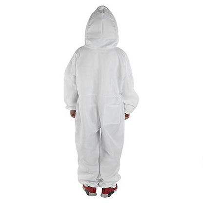 Anti Sting Bee Suit Full Body Beekeeping Suit with Long Sleeves Gloves and Removable Veiled Hat Honey Harvest Overall Beekeeper Halloween Costume Gardening Backyard Hooded, White, L, XL, XXL - size: XXL for Height:185-195cm
