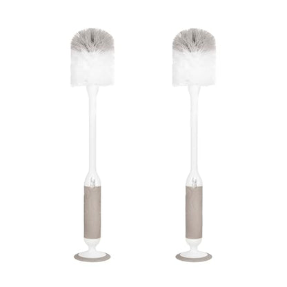 Ubbi Deluxe 2-in-1 Baby Bottle Cleaning Brush Set, Taupe, 2 Pack | Includes Nipple Brush with Suction Cup, Standing Bottle Brush, Dishwasher Safe, Baby Registry Essential - color: Taupe Deluxe Twin Pack Bottle Brush