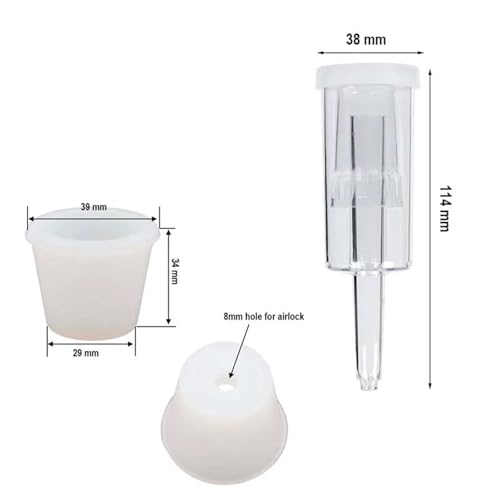 3-Piece Plastic Airlock and Silicone Carboy Bung Set for Home Brewing Wine, Beer, and Kombucha (2-Pack)
