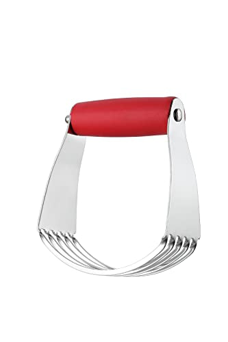 Spring Chef Dough Blender, Top Professional Pastry Cutter, Heavy Duty Baking Tool with Stainless Steel Blades, Medium Size, Red - color: Red, size: 3" Medium
