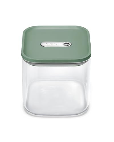 Caraway 2.5qt Glass Airtight Food Storage Container with Lid – Non-Toxic, BPA-Free Kitchen Storage Container – Stackable, Space-Saving Airtight Container for Dry Goods and More - Sage - color: Sage, size: 2.5qt Container