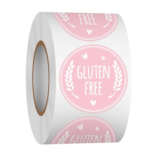 Louise Maelys Gluten Free Stickers 1.5 Inch Food Allergy Labels for Baking, Kitchen & Food Packaging with Wheat & Heart Design, Waterproof, Residue-Free 500PCS - color: Color 4