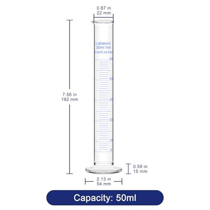 Labasics 4-Pack Borosilicate Glass 50 ml Heavy Wall Graduated Cylinder Measuring Cylinder - size: 50 ml