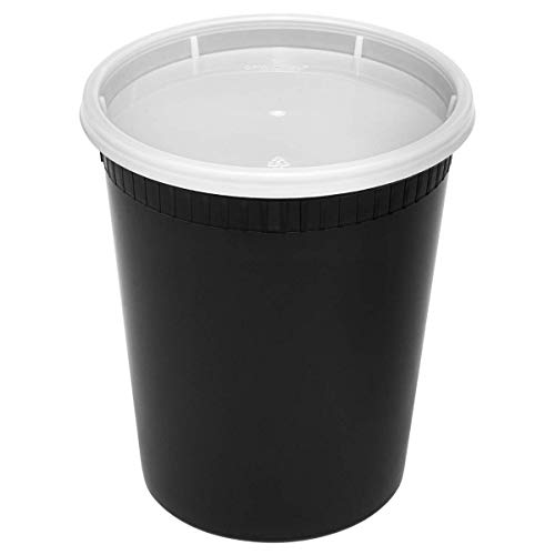 Karat [32oz - 240 ct Black PP Injection Molded Round Deli Containers with Lids (FP-IMDC32-PPB) - color: Black, size: 32oz