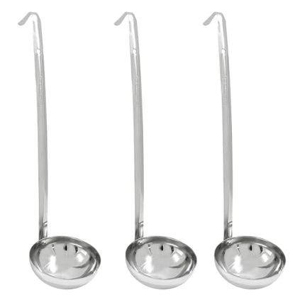 Piutouyar 3 Pcs 6 oz Soup Ladle Set, Stainless Steel Ladle with Long Hooked Handles Kitchen Cooking Serving Ladle Accessories for Cooking Soup Sauce Stews - size: 6 oz