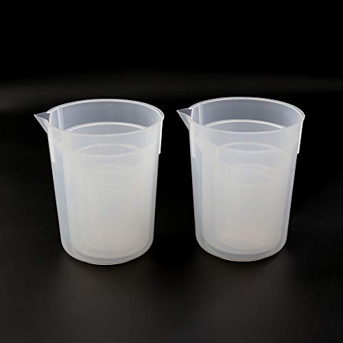 ULAB Scientific Plastic Beaker Set, 5 Sizes 50ml 100ml 250ml 500ml 1000ml, 2pcs for Each Size, Stackable with Spout, Molded Graduation, UBP1007 - style: 5 Sizes with Molded Graduation