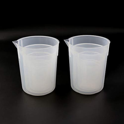 ULAB Scientific Plastic Beaker Set, 5 Sizes 50ml 100ml 250ml 500ml 1000ml, 2pcs for Each Size, Stackable with Spout, Molded Graduation, UBP1007 - style: 5 Sizes with Molded Graduation