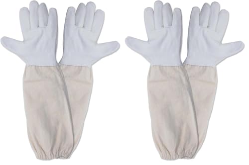 KINGLAKE Beekeeping Gloves Bee Hive Gloves Goatskin Beekeeping Protective Glove with Sleeves Large for the Beginner Beekeeper - size: Large (Pack of 1)