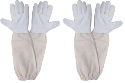 KINGLAKE Beekeeping Gloves Bee Hive Gloves Goatskin Beekeeping Protective Glove with Sleeves Large for the Beginner Beekeeper - size: Large (Pack of 2)
