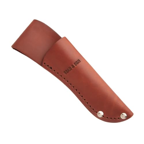 BEAR & SON 6-5/8" Stag Delrin® Invincible Skinner Knife, 440 Stainless Steel Full Tang Drop Point Blade, Hollow Ground, 2.4 oz Compact Hunting & Field Dressing Knife with Leather Sheath, Made in USA | Model: BCSD82, Upc 730153503829, Sku Bearsd82-Fba, Com
