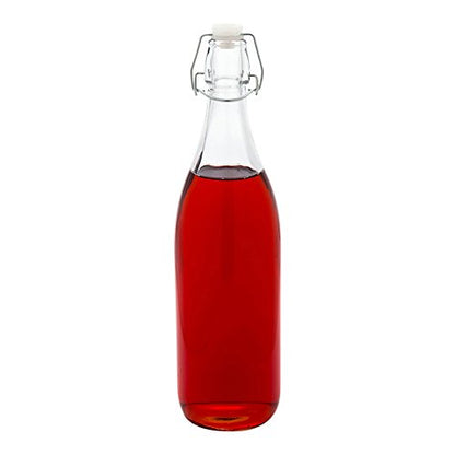 Restaurantware-34 Ounce Swing Top Glass Bottles, 10 Airtight Seal Glass Bottles With Swing Top Lids - Large, Resealable, Clear Bottle, For Sodas, Kombuchas, Juices - size: 34 oz