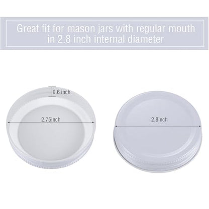 Chuangdi 30 Packs Mason Jar Lids Bulk Regular Mouth Canning Lids Leak Proof Secure Mason Storage Solid Caps (White,Steel) - color: White