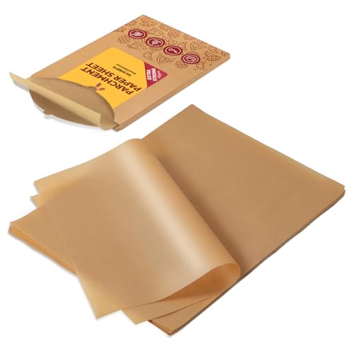 Katbite 120Pcs 8x12 inches Parchment Paper Sheets, Heavy Duty Unbleached Baking Paper, Pre-cut Parchment Paper for Baking, Air Fryer, Grilling, Steaming - color: 8“x12“-120