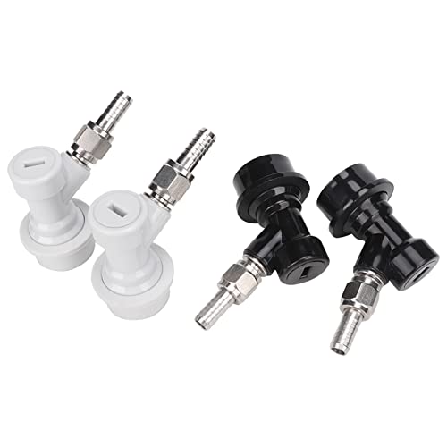 4PCS Ball Lock Disconnect Set,Ball Lock Keg Posts Coupler, Home Brew Threaded Ball Lock Keg Fittings Plastic Quick Connector with Adapter Clamp
