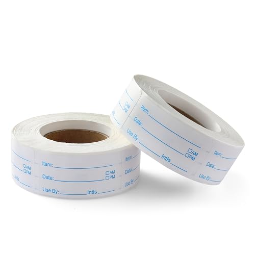 1000 Labels for Food Containers, No-Residue Food Labels and Easy to Write on, Removable Date Freezer Labels Sticker, 1 x 2 Inch