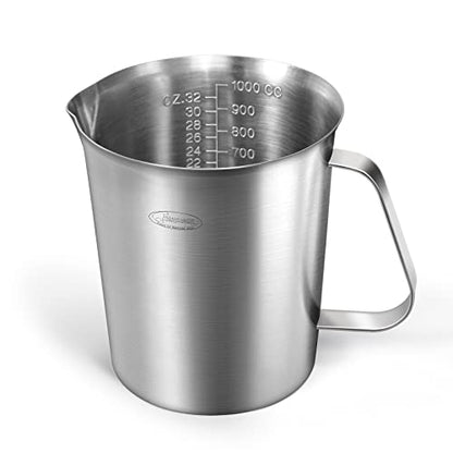 Measuring Cup, [Upgraded, 3 Measurement Scales, Including Cup Scale, ML Scale, Ounce Scale], Newness Stainless Steel Measuring Cup with Marking with Handle, 32 Ounces (1.0 Liter, 4 Cup) - size: 32 OZ (4 Cup, 1000 ML)