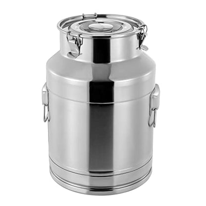 LOYALHEARTDY 28L/7.39Gal Milk Can, 304 Stainless Steel Milk Transport Cans Wine Pail Bucket Tote Jug Pot Oil Liquid Storage Barrel with 2 Handles Milk Container with Lid for Grain Wine Liquid - color: 28l-7.39gal