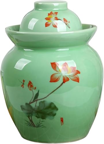 Fermentation Jar Traditional Chinese Porcelain Pickle Jar,Ceramics Fermenting Crock Kit with Water Seal Airlock Lid, Pickle Jar for Pickles Kimchi, Sauerkraut 0.6Kg*1,1.75kg - size: 1.75kg