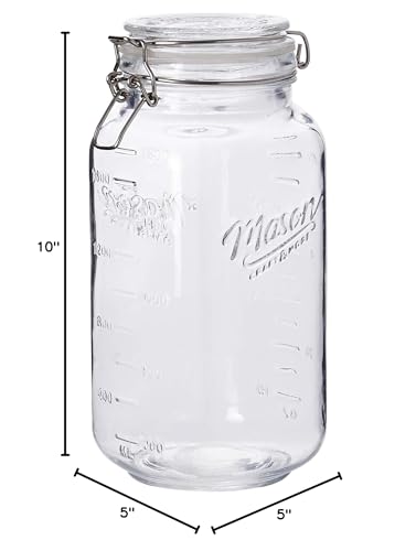 Mason Craft & More Airtight Kitchen Food Storage Clear Glass Clamp Jars, 67 Ounce (2 Liter) Large Clamp Jar - size: 67 ounce (2 liter) Large Jar - Pack of 1